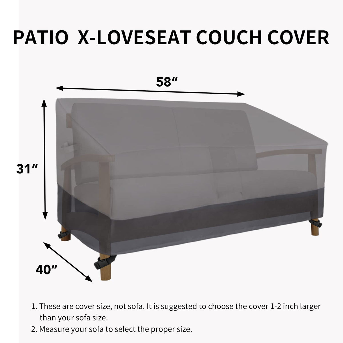 Easy-Going loveseat cover guards against dust and sun for outdoor durability.