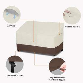 Easy-Going elastic hem cord provides snug fit on loveseat cover