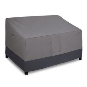 Easy-Going waterproof loveseat cover protects a 2-seater from rain.