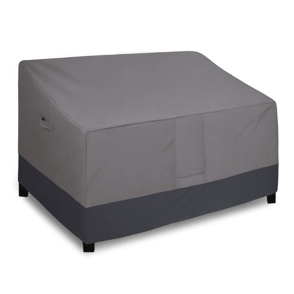 Easy-Going waterproof loveseat cover protects a 2-seater from rain.