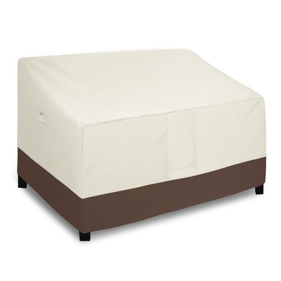 Easy-Going waterproof loveseat cover protecting a two-seater outdoors