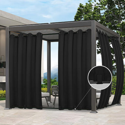 Easy-Going outdoor curtain with grommets for easy hanging and privacy.