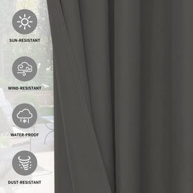 Easy-Going outdoor curtains dark grey color maintaining a consistent outdoor look.