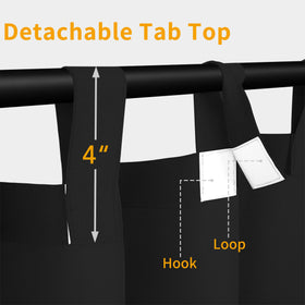 Easy-Going detachable tab-top curtains showing easy hanging and adjustable setup.