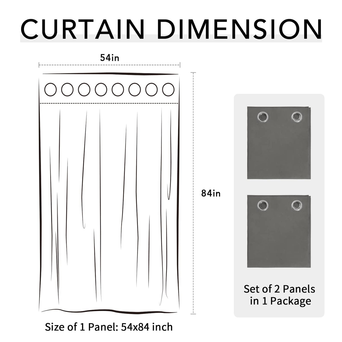 Easy-Going outdoor curtains two panels, 54 by 84 inches each, ready for installation.