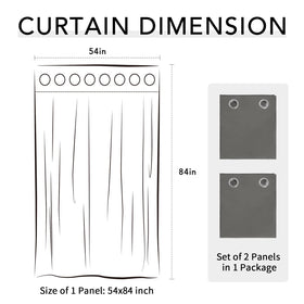 Easy-Going outdoor curtains two panels, 54 by 84 inches each, ready for installation.