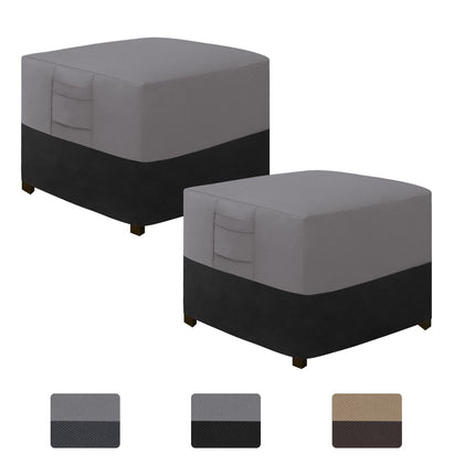 Easy-Going outdoor ottoman cover protects a 25x25x17 unit from rain and sun.