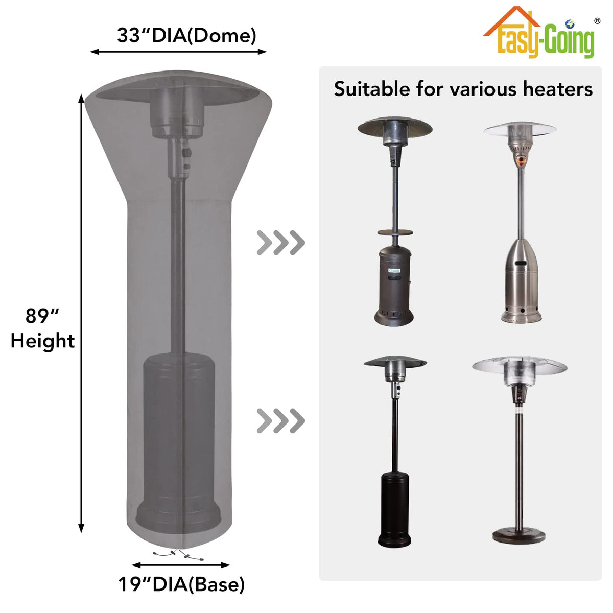 Easy-Going patio heater cover UV-resistant helps prevent sun wear