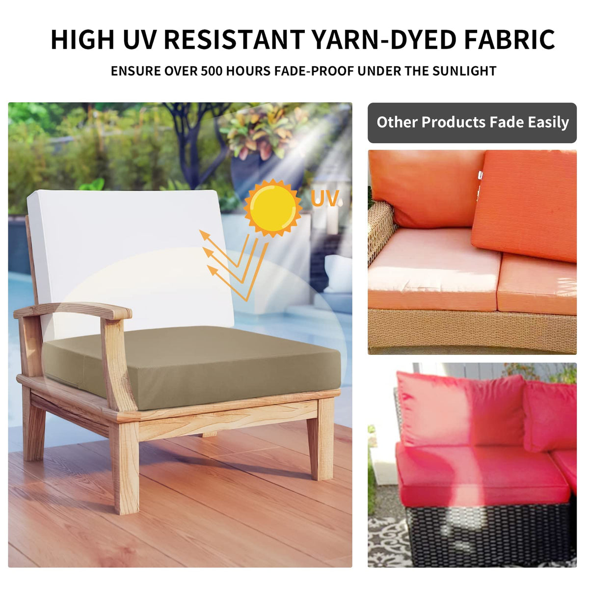 Easy-Going sun-fast dyed fabric resists fading for long-lasting color.