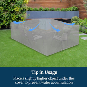 Easy-Going universal-fit outdoor cover suitable for rectangular tables and sectionals