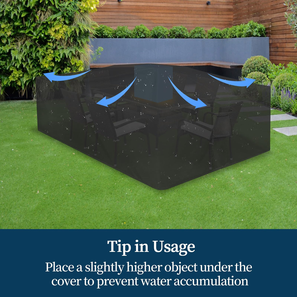 Raised top design promotes water runoff under Easy-Going cover.
