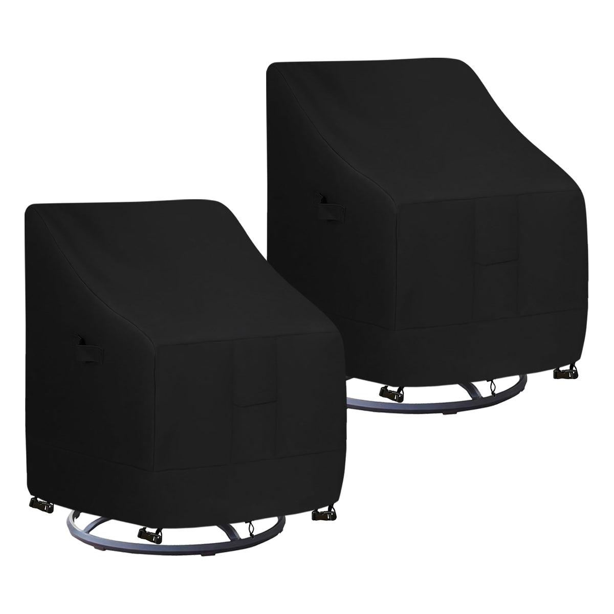 Easy-Going waterproof outdoor swivel chair cover protects a 30W x 34D x 38.5H chair from rain and sun.
