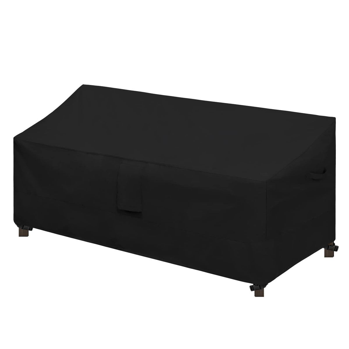 Easy-Going waterproof 3-seater sofa cover protecting a patio sofa from rain and sun.