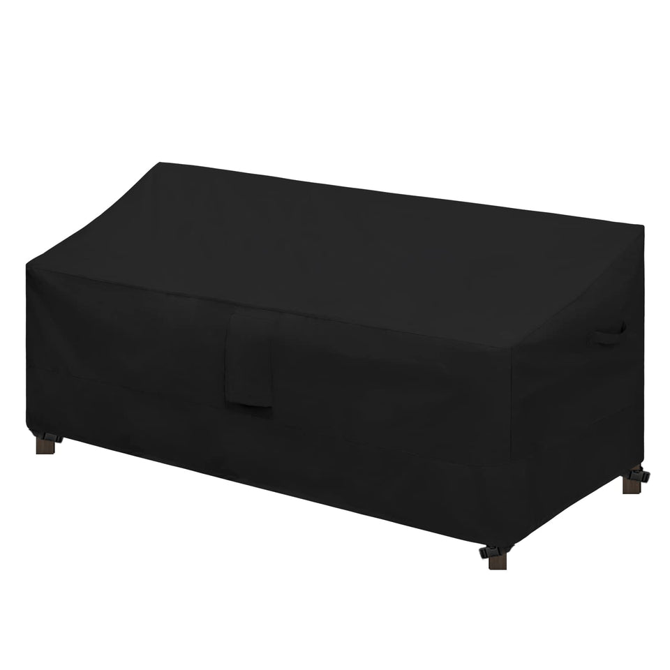 Easy-Going waterproof 3-seater sofa cover protecting a patio sofa from rain and sun.
