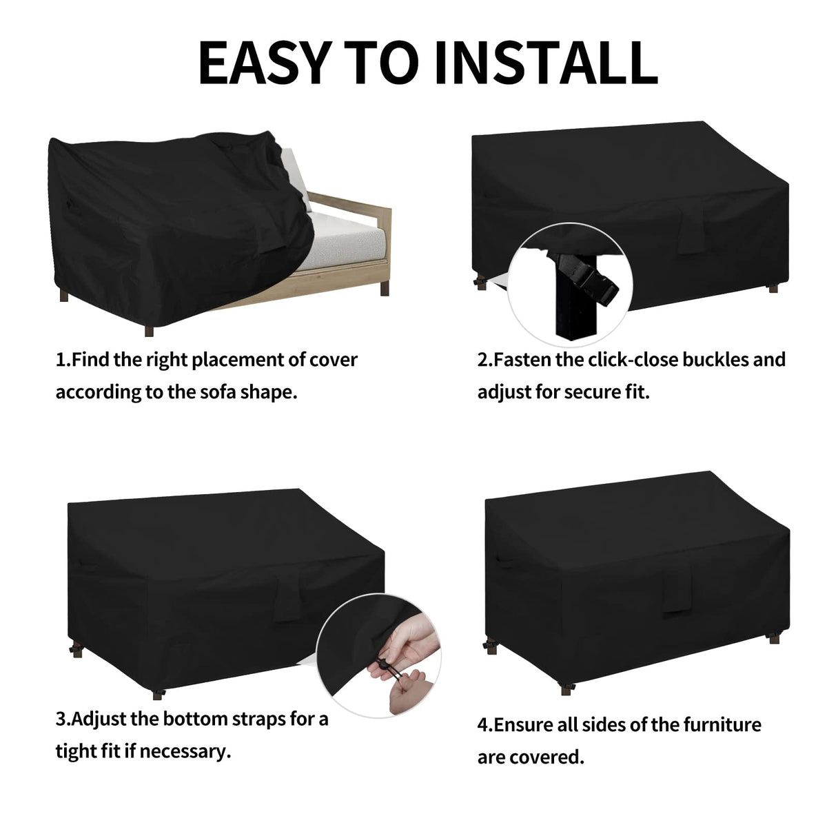 Easy-Going weatherproof cover keeps outdoor furniture dry after rain.