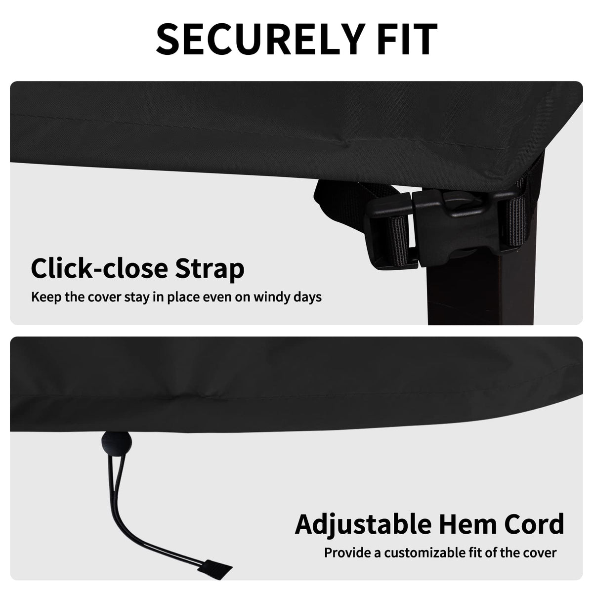 Easy-Going elastic hem cord provides a wind-resistant, custom-like fit.