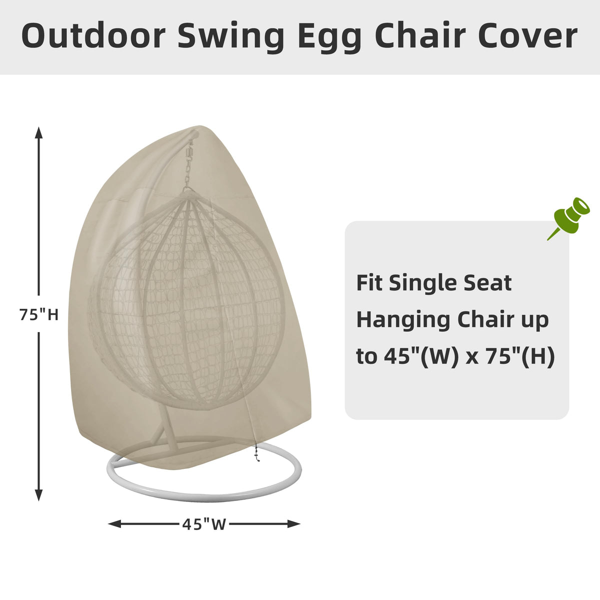 Easy-Going cover features drawstring wind-proof design for stability.