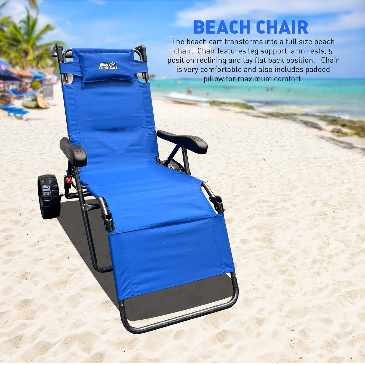 EasyGo Beach Cart Chair with adjustable handle for comfortable maneuvering