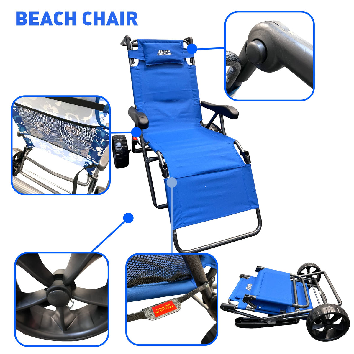 EasyGo Beach Cart Chair folded flat for compact storage after use