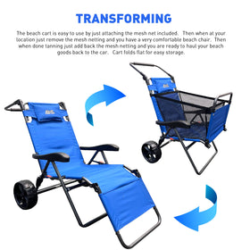 EasyGo Beach Cart Chair mesh net secures belongings during transit