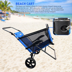 EasyGo Beach Cart Chair with large wheels gliding on sand for smooth transport
