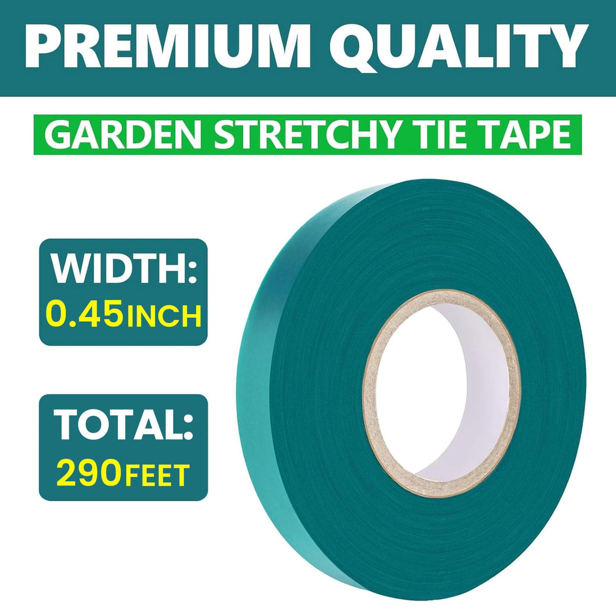 Easytle green stretch tape demonstrates plant-friendly, non-damaging support for stems.