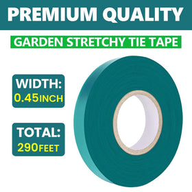 Easytle green stretch tape demonstrates plant-friendly, non-damaging support for stems.