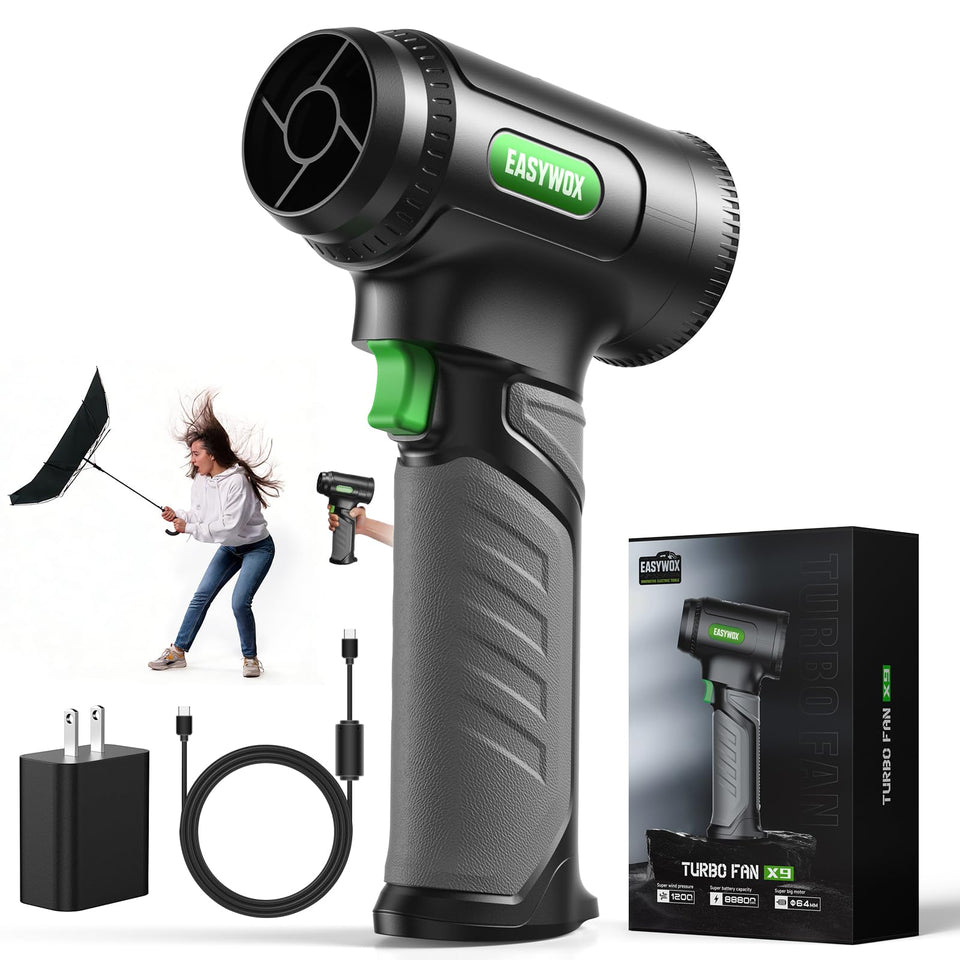 EasyWox handheld cordless turbo car dryer demonstrating quick car drying after wash