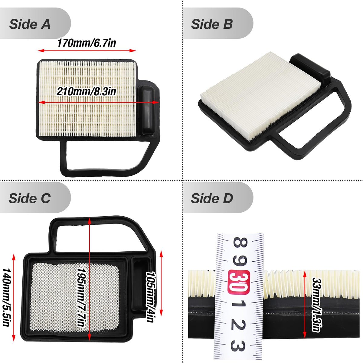 EATAKWARD air filter dimensions label confirms exact fit