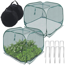 EATAKWARD foldable plant protector set up on garden bed shielding seedlings from birds