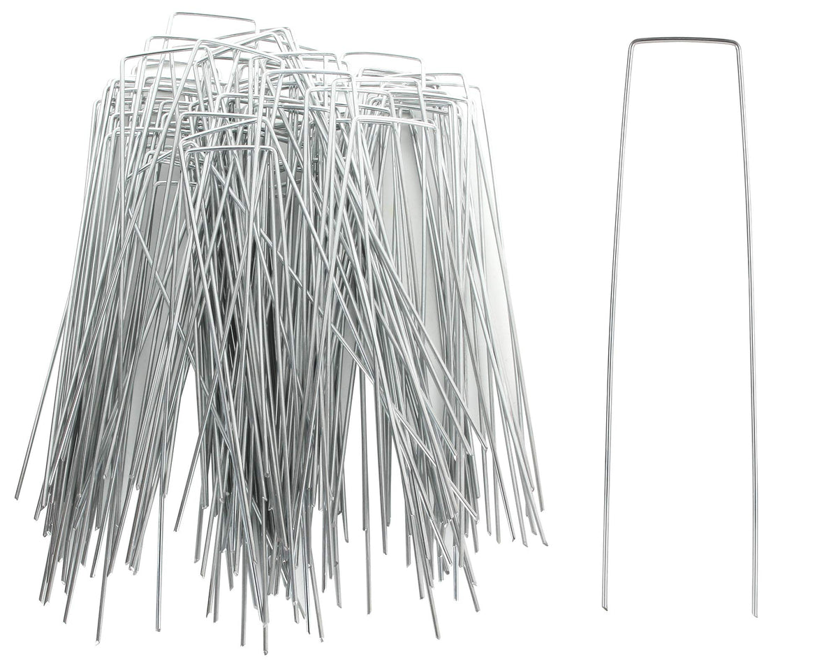 EATHEATY 8-inch galvanized stake pack securing garden edges and tubes.