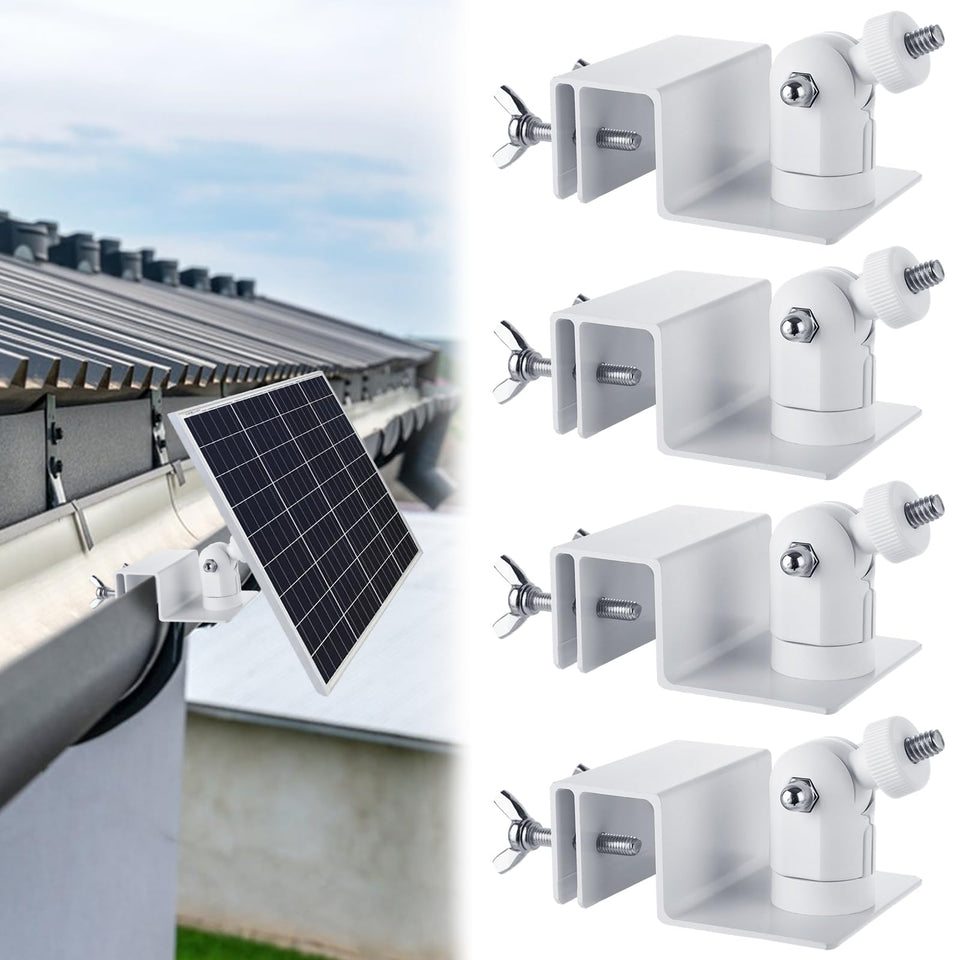 EATHEATY gutter mount for solar panel with 360-degree rotation for optimal sun exposure.