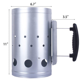 Eau large charcoal chimney starter open canister showing coal chamber