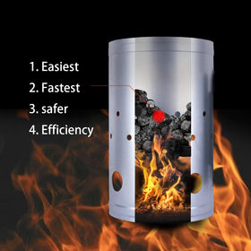 Eau chimney starter ventilation holes boosting airflow for quick lighting