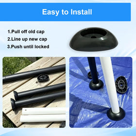 EAYBOMC footing cap on pool leg demonstrates improved grip on rough surfaces.