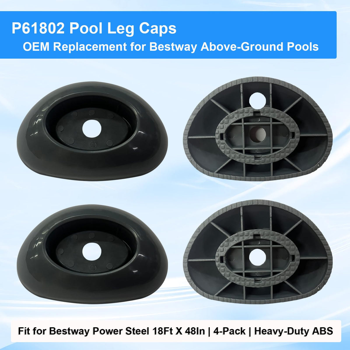 EAYBOMC footing cap for Bestway Power Steel 18 ft pool, easy snap-on replacement.