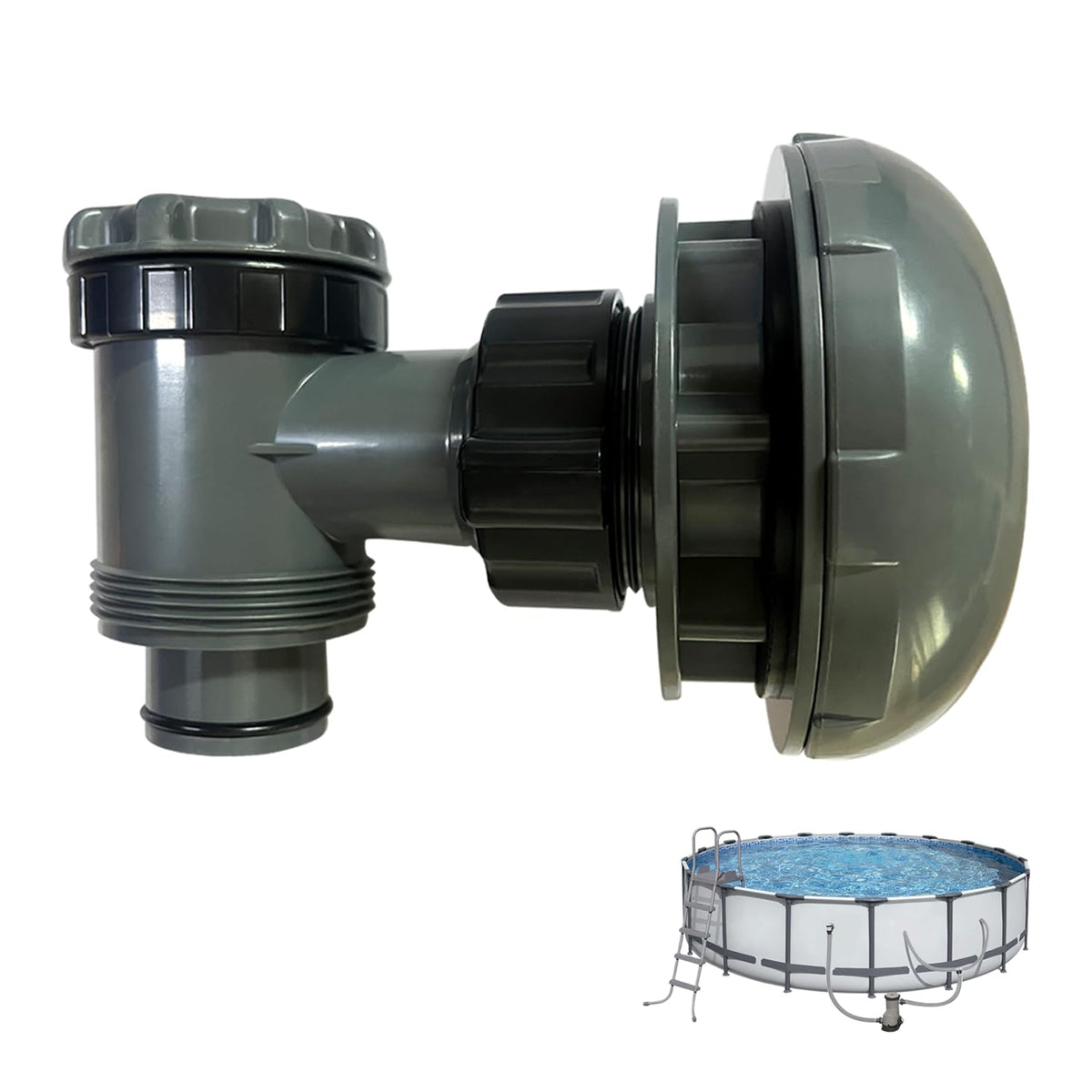 EAYBOMC On Off Plunger Valve exterior for above-ground pools showing its compact design and setup option