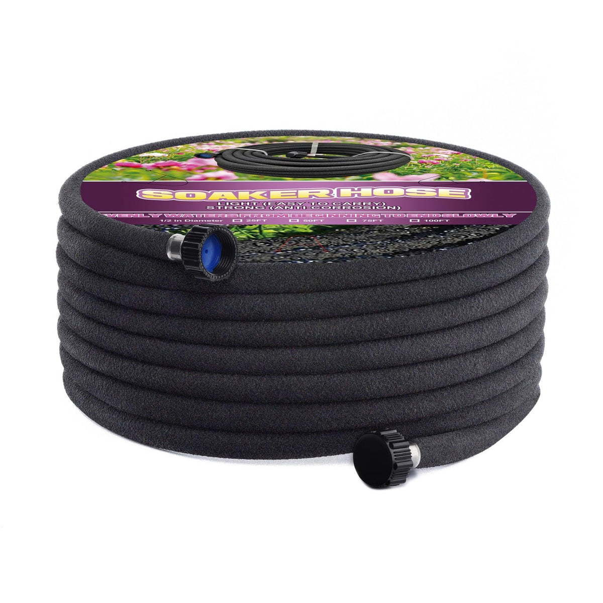 Eazazy Short Soaker Hose 25ft demonstrates even water dispersion for healthy beds.