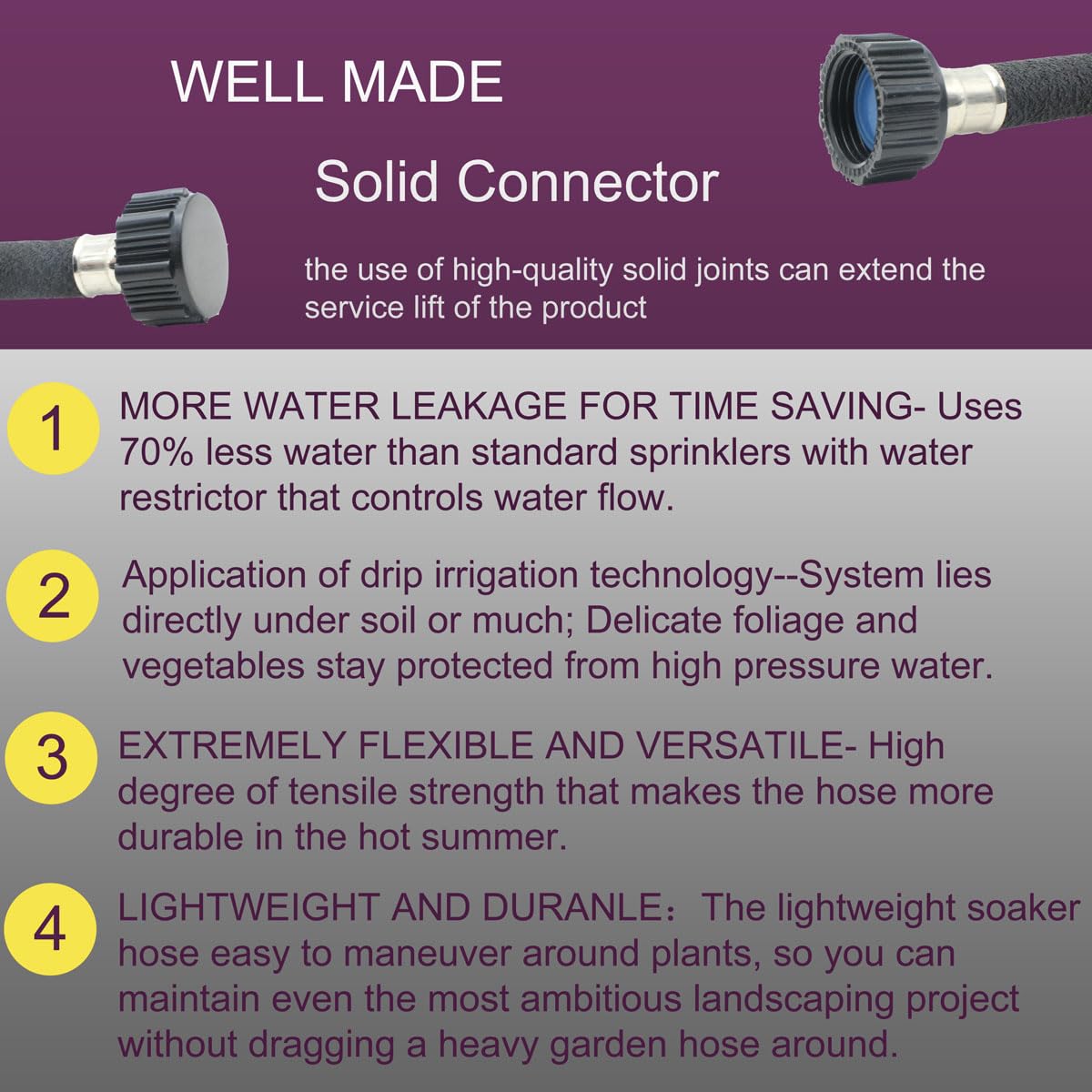 Eco-friendly recycled rubber in Eazazy soaker hose supports sustainable watering.