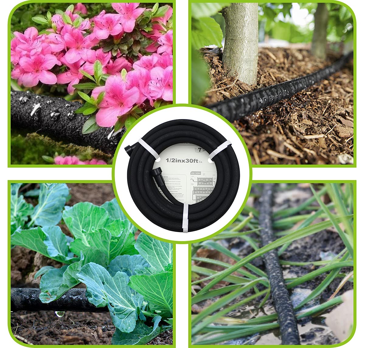 Easy garden irrigation setup with Eazazy soaker hose for larger areas.