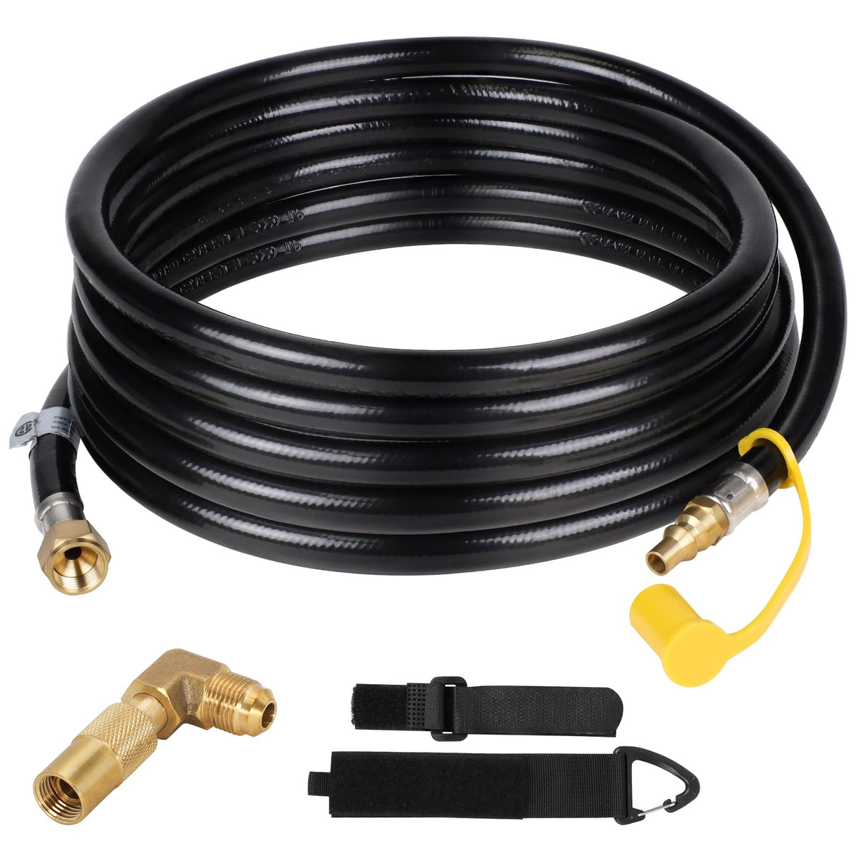 Eazy2hD rv propane hose with quick-connect extending outdoor Blackstone grilling setup