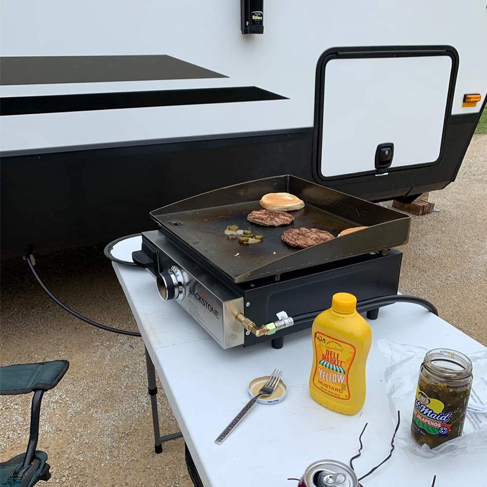Eazy2hD RV to griddle quick connect setup for versatile outdoor cooking.