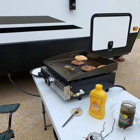 Eazy2hD RV to griddle quick connect setup for versatile outdoor cooking.