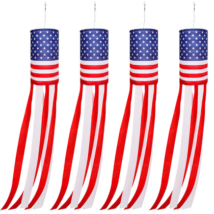 EBaokuup American flag windsock fluttering in a sunny yard, festive outdoor decor