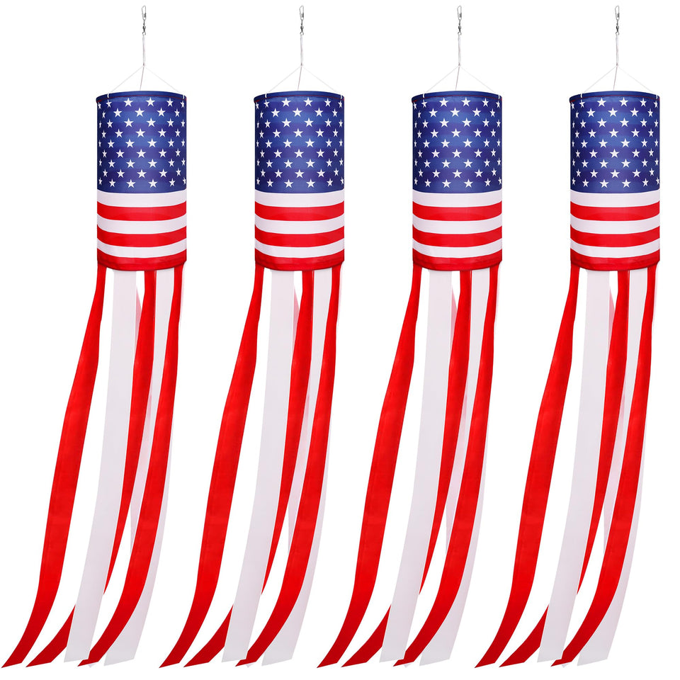 EBaokuup American flag windsock fluttering in a sunny yard, festive outdoor decor