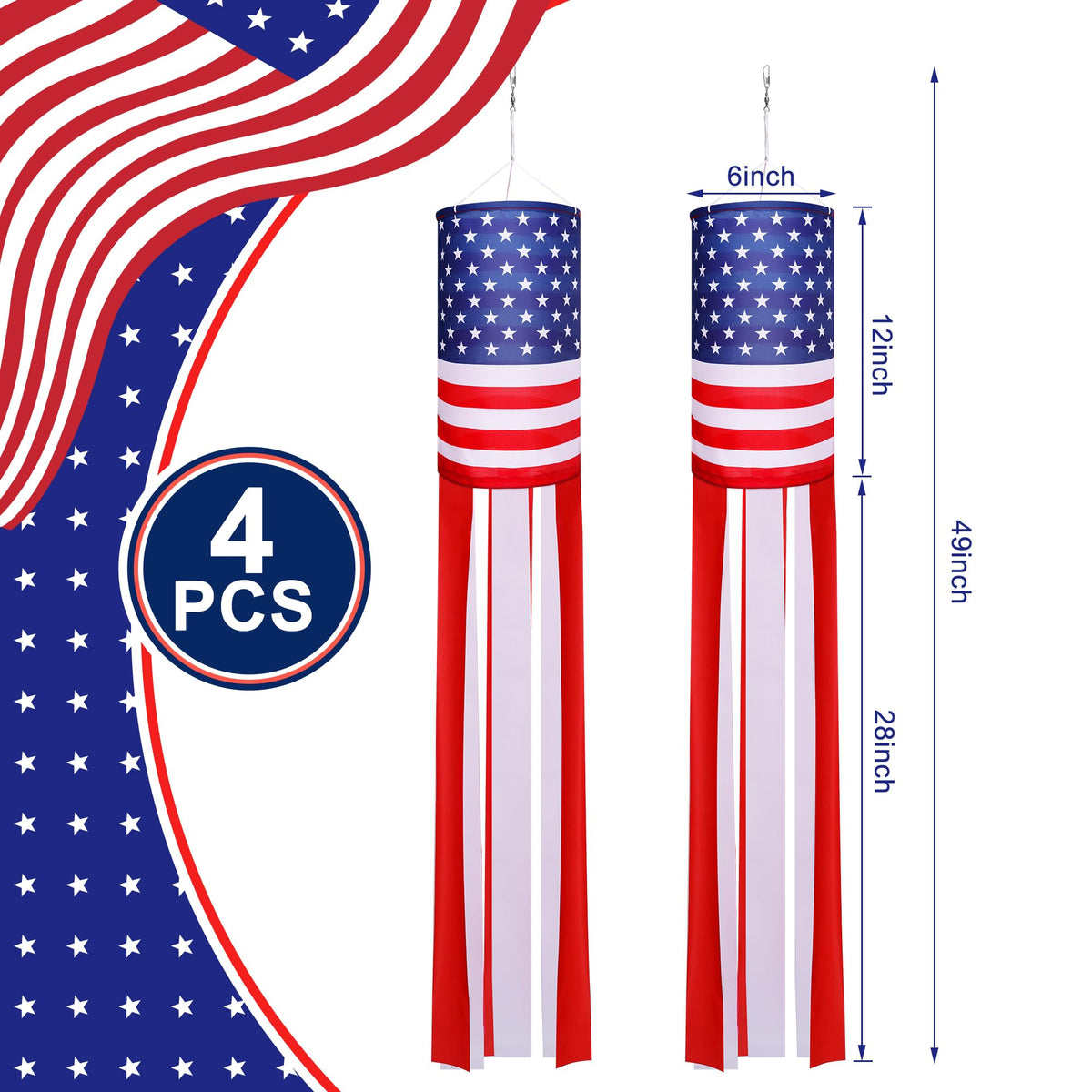 EBaokuup American flag windsock on balcony, enhancing curb appeal during celebrations