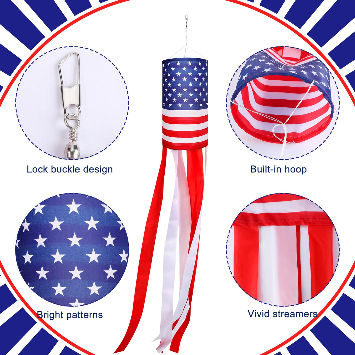 EBaokuup 40 inch windsock catches light breeze in garden