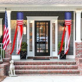 EBaokuup Stars and Stripes windsock decorating patio for holidays