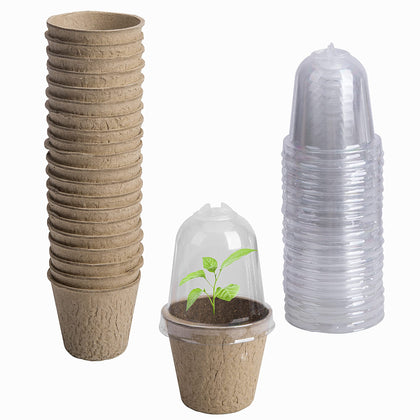 EBaokuup biodegradable nursery pots with humidity dome for eco-friendly seed starting.