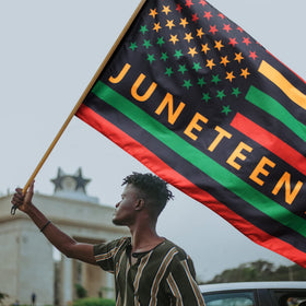 EBaokuup juneteenth decor flag ready for holiday yard displays.
